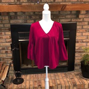 Ann Taylor cranberry puff sleeve blouse - M
